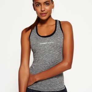 Superdry Grey Heather Racerback Tank with Black Trim Medium Size M NEW